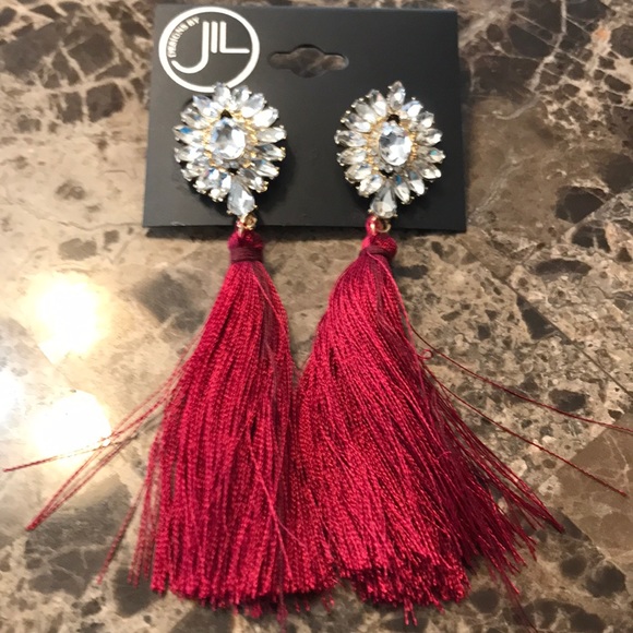 Rhinestone and tassel earrings - Picture 1 of 5
